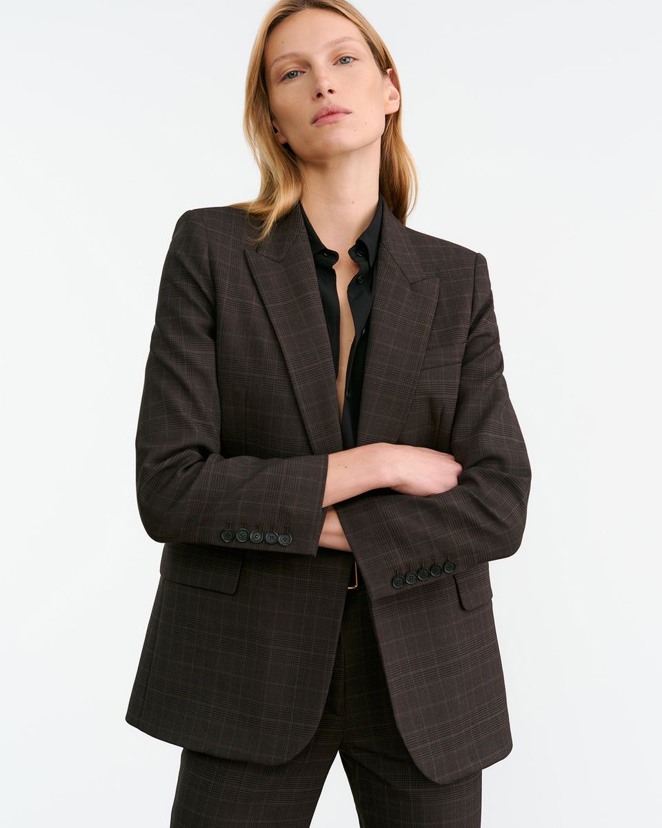 ANABEL TAILORED JACKET IN CIGAR PLAID