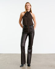 ALLA HALTERNECK TOP IN CHOCOLATE BROWN