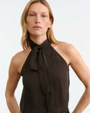 ALLA HALTERNECK TOP IN CHOCOLATE BROWN