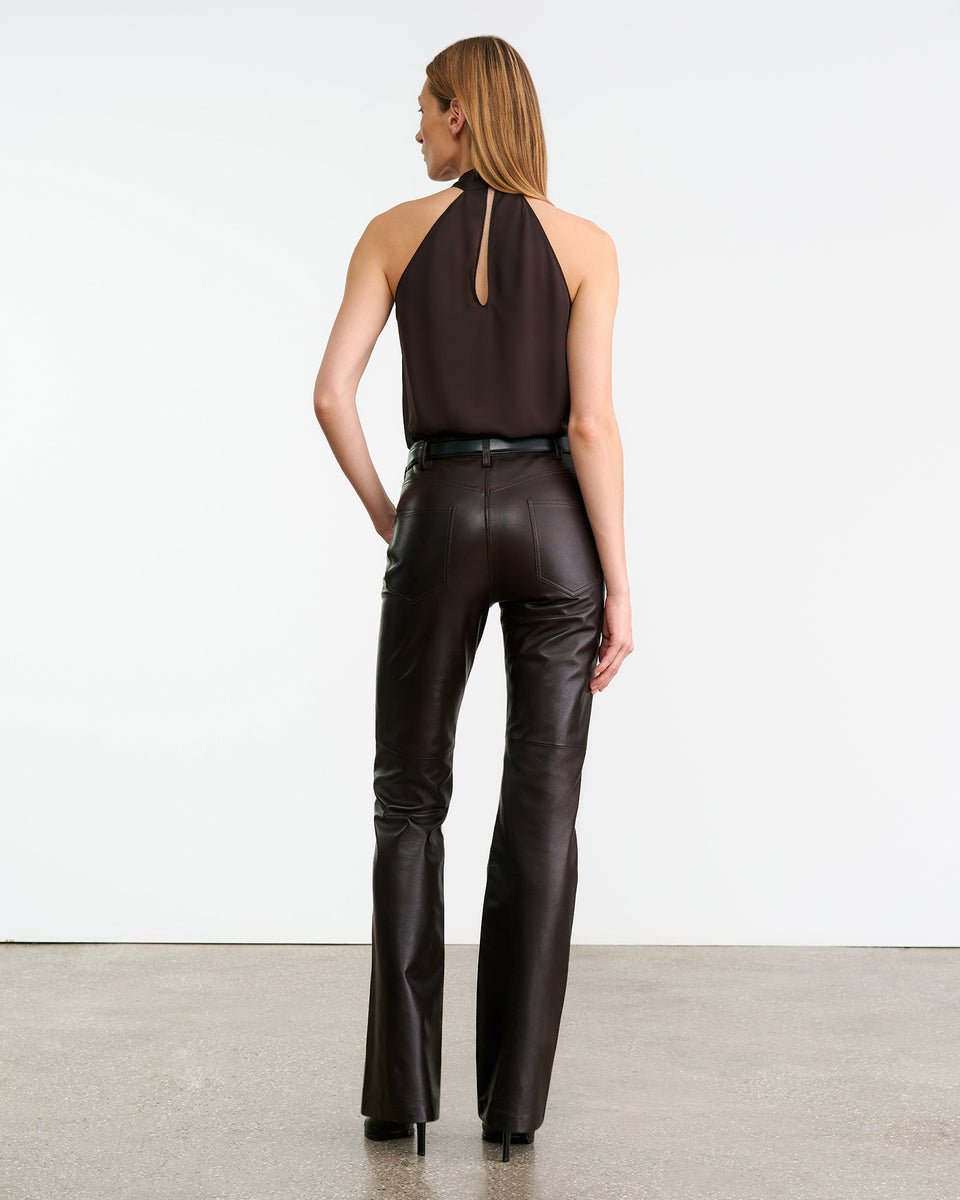 ALLA HALTERNECK TOP IN CHOCOLATE BROWN