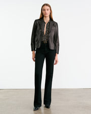 GAIA SILK SHIRT IN BLACK/STONE CHEETAH PRINT