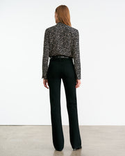 GAIA SILK SHIRT IN BLACK/STONE CHEETAH PRINT