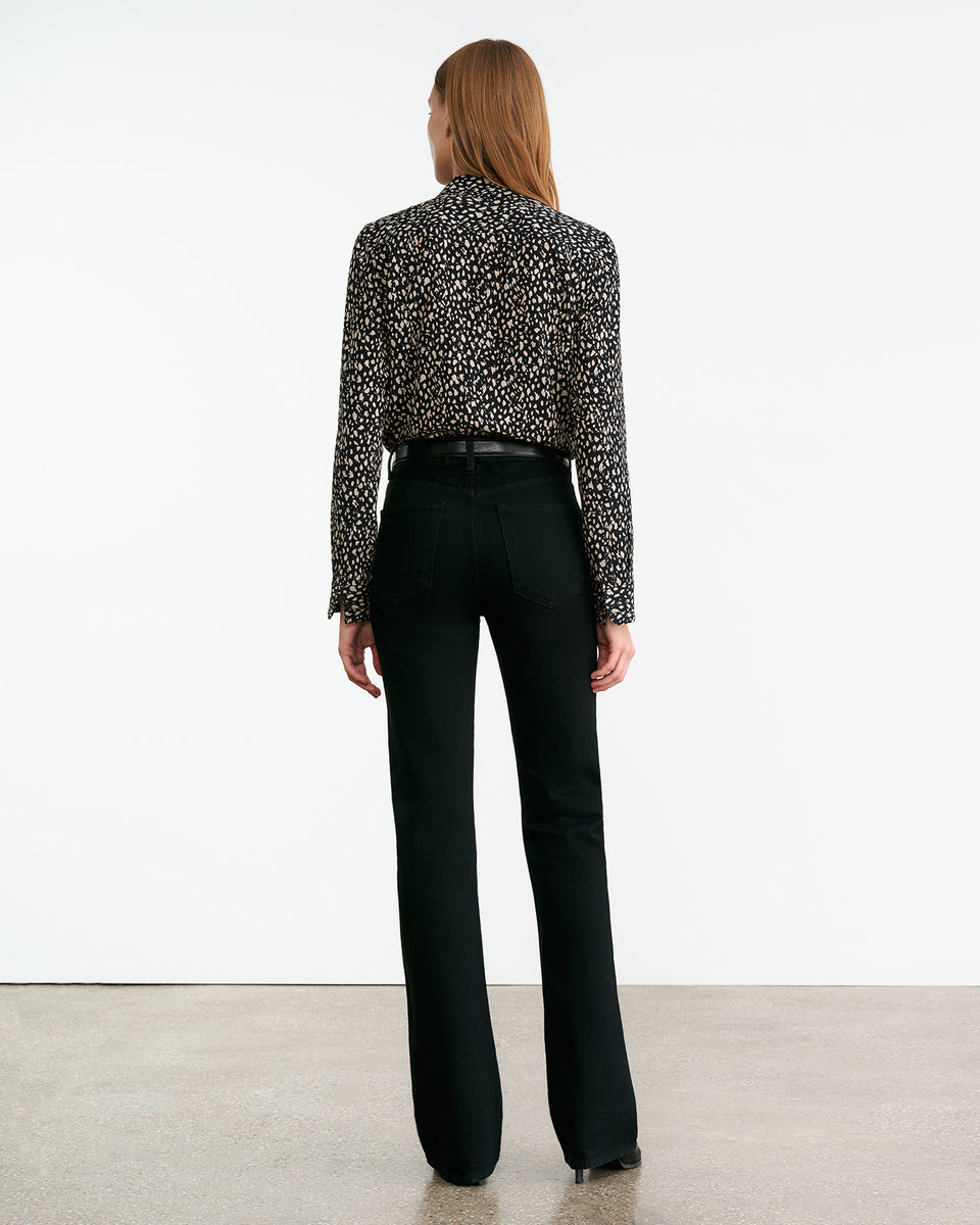 GAIA SILK SHIRT IN BLACK/STONE CHEETAH PRINT