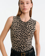 NESSA SWEATER TANK IN TAUPE/BLACK CHEETAH