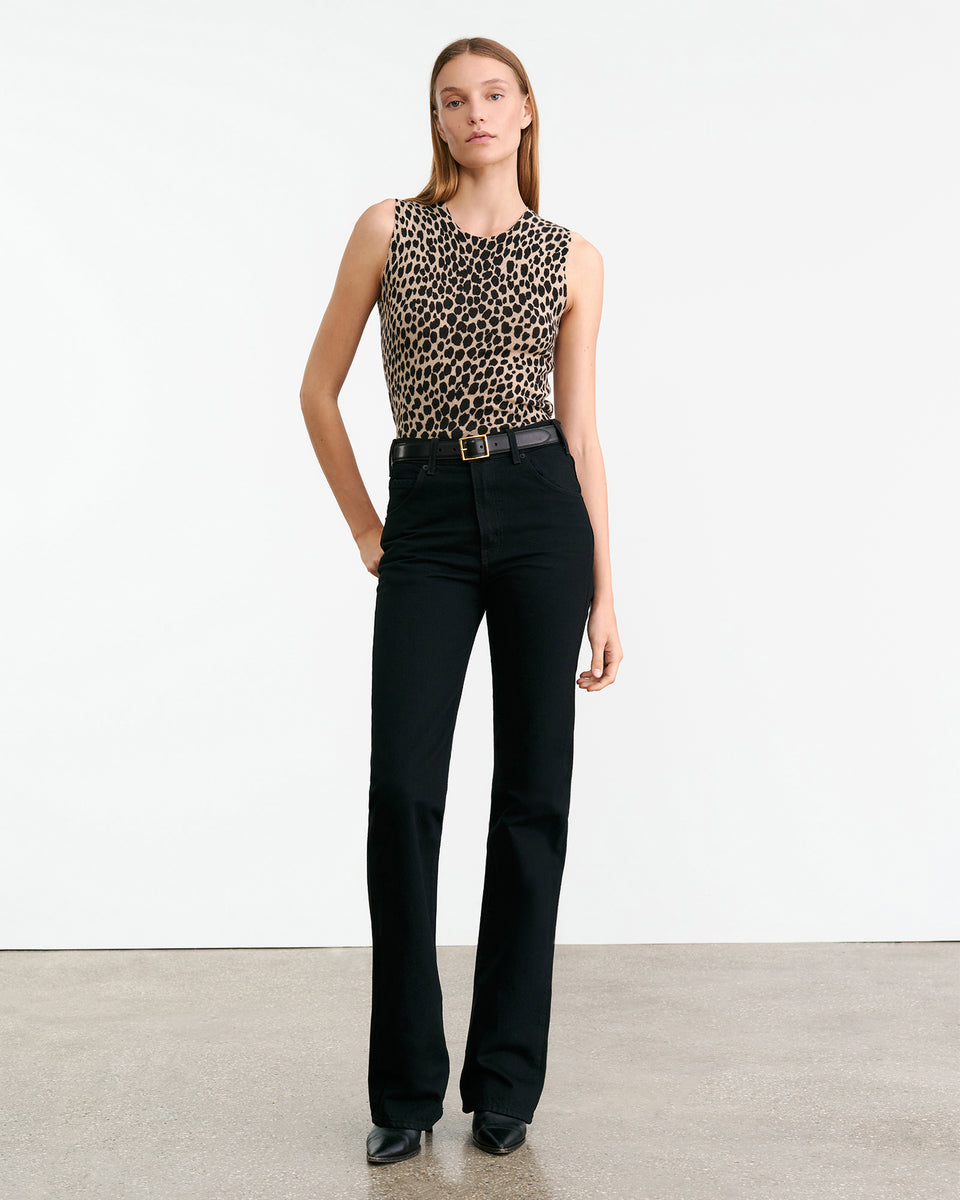 NESSA SWEATER TANK IN TAUPE/BLACK CHEETAH