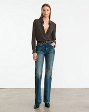 SIMONE SILK SHIRT IN CHOCOLATE BROWN