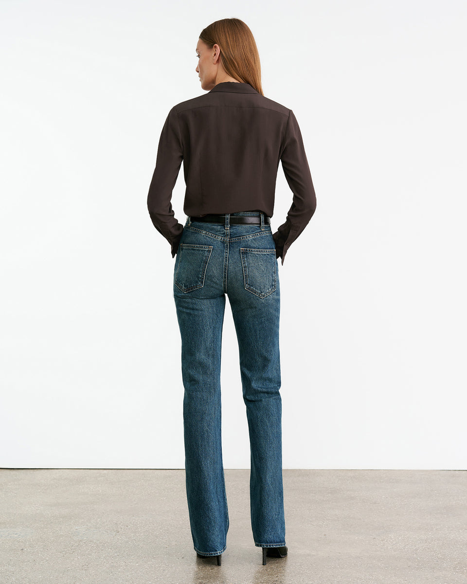 SIMONE SILK SHIRT IN CHOCOLATE BROWN