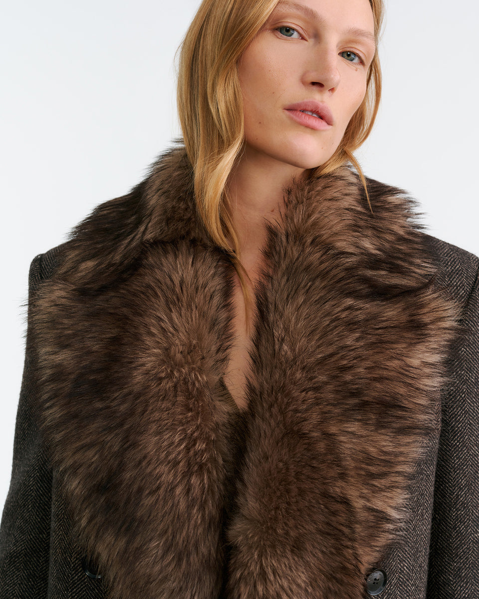 EDINA COAT IN BARK HERRINGBONE