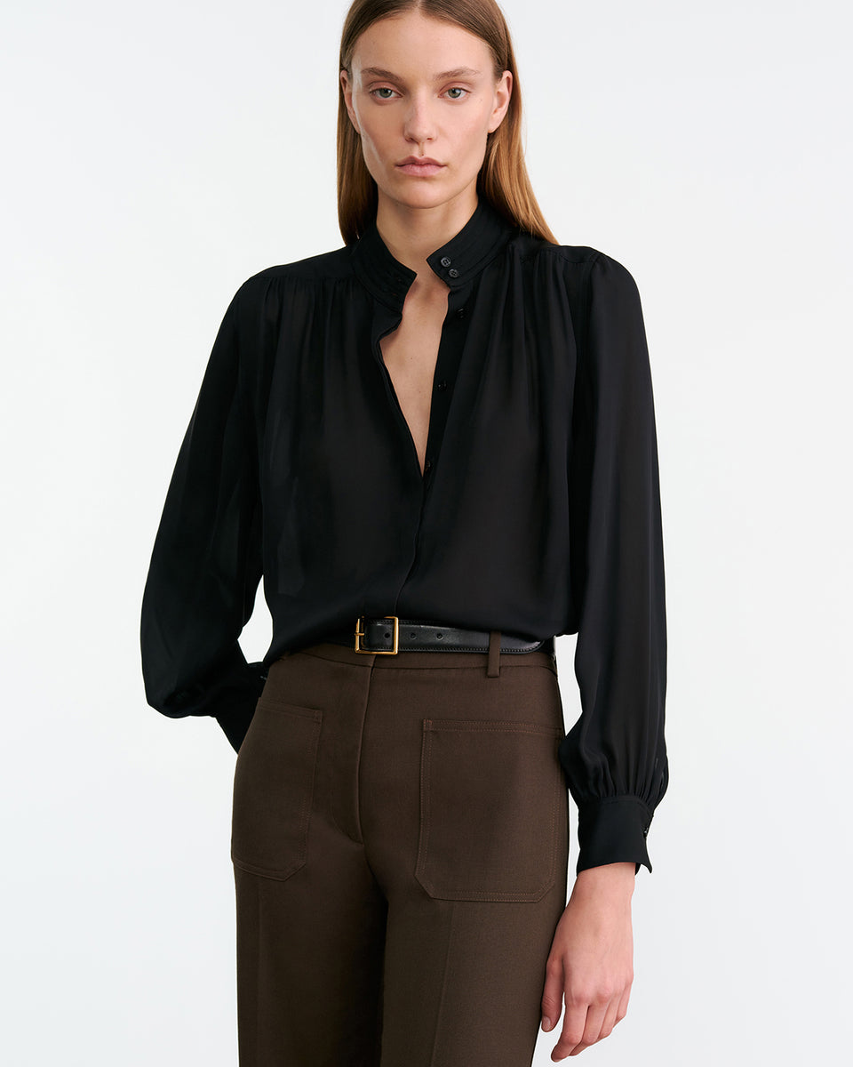 REVI SILK BLOUSE IN BLACK
