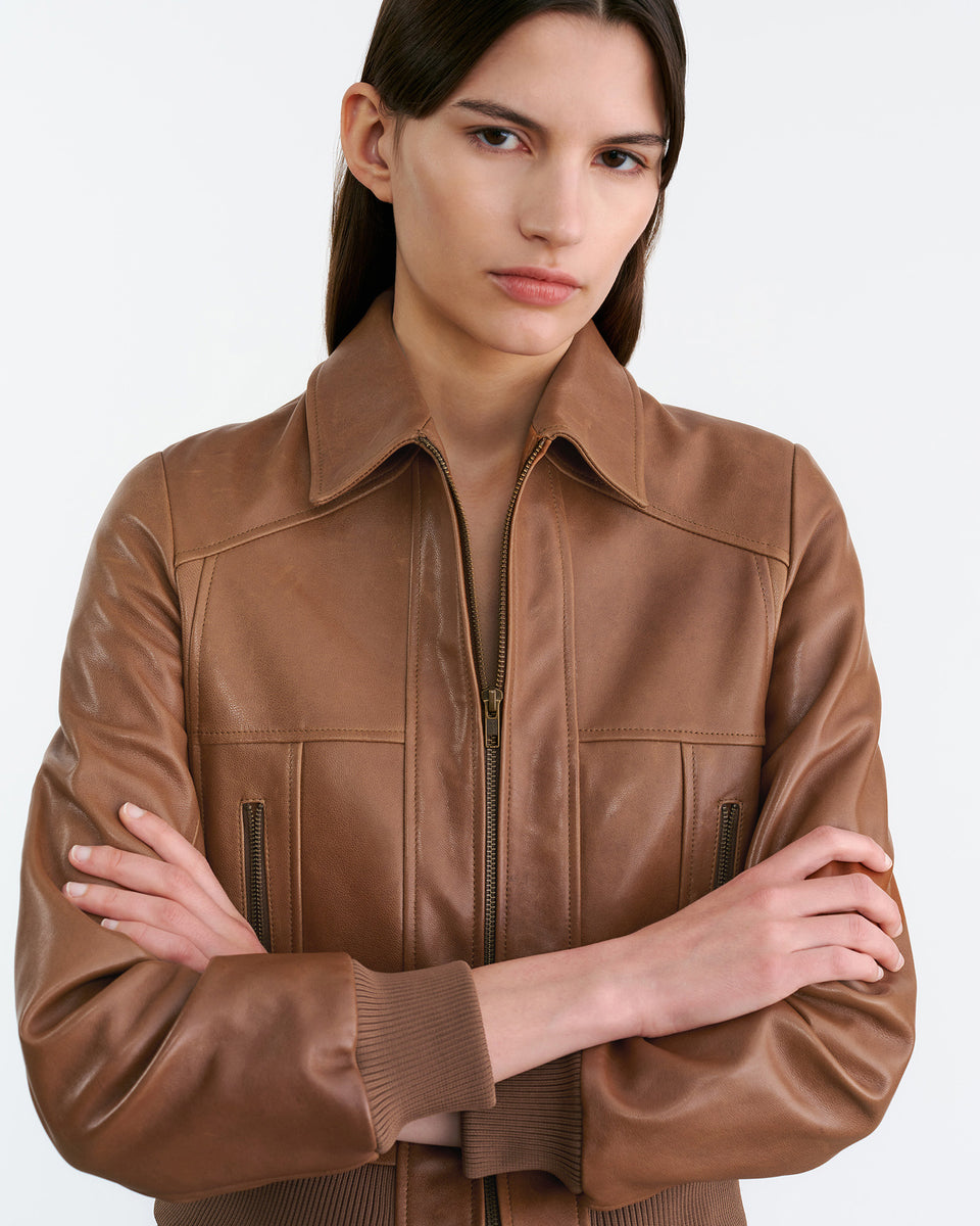SUE LEATHER JACKET IN COGNAC