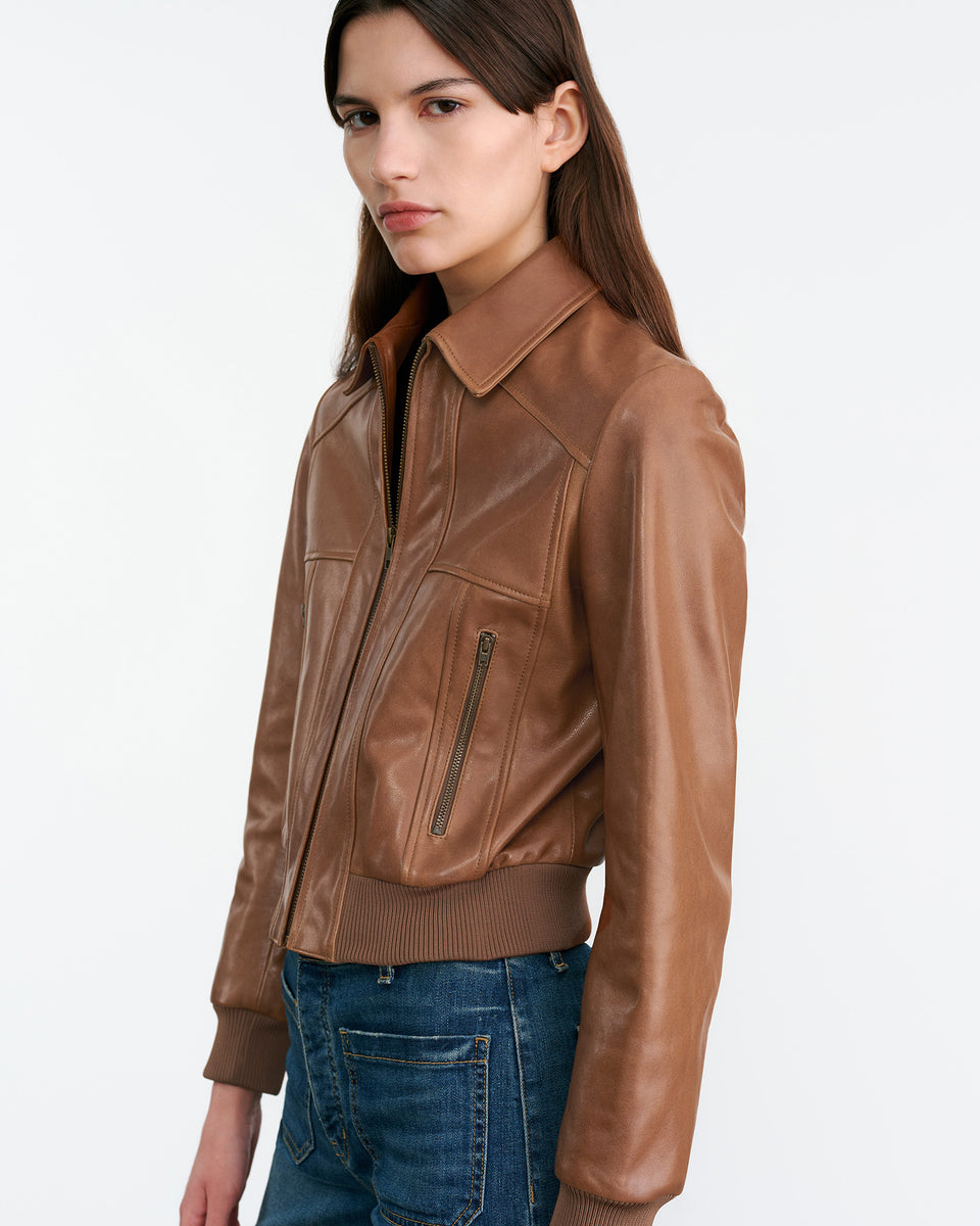 SUE LEATHER JACKET IN COGNAC