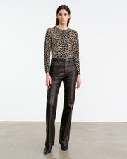 LAEVIN CASHMERE SWEATER IN TAUPE/BLACK CHEETAH