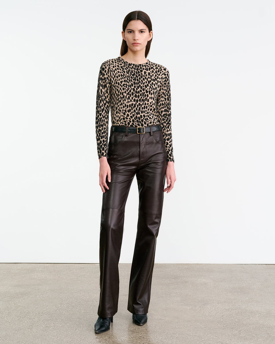 LAEVIN CASHMERE SWEATER IN TAUPE/BLACK CHEETAH