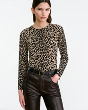 LAEVIN CASHMERE SWEATER IN TAUPE/BLACK CHEETAH