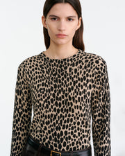 LAEVIN CASHMERE SWEATER IN TAUPE/BLACK CHEETAH
