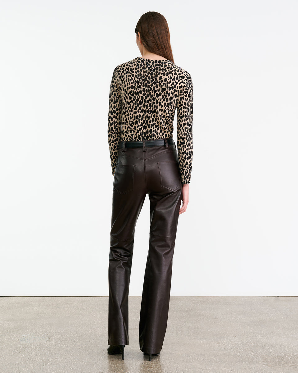 LAEVIN CASHMERE SWEATER IN TAUPE/BLACK CHEETAH