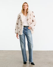 CAPUCINE SHEARLING JACKET IN IVORY/CHOCOLATE