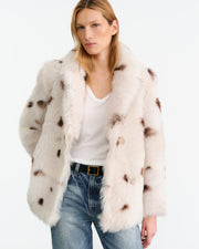 CAPUCINE SHEARLING JACKET IN IVORY/CHOCOLATE