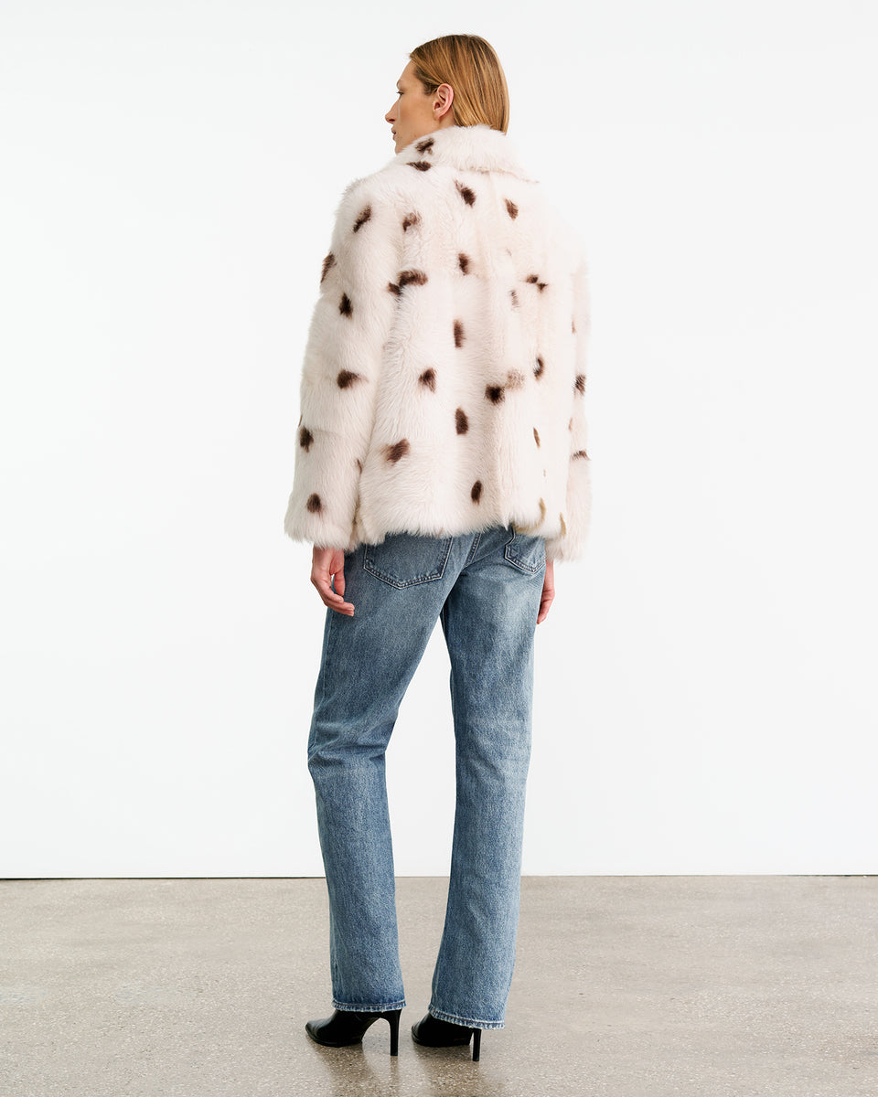 CAPUCINE SHEARLING JACKET IN IVORY/CHOCOLATE