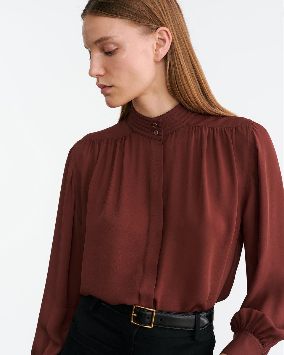 REVI SILK BLOUSE IN BURGUNDY