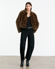 ELAN SHEARLING JACKET IN CAMEL LEOPARD
