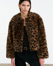ELAN SHEARLING JACKET IN CAMEL LEOPARD