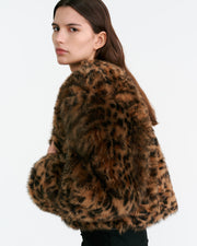 ELAN SHEARLING JACKET IN CAMEL LEOPARD