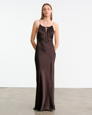 ARDELLE GOWN IN CHOCOLATE BROWN