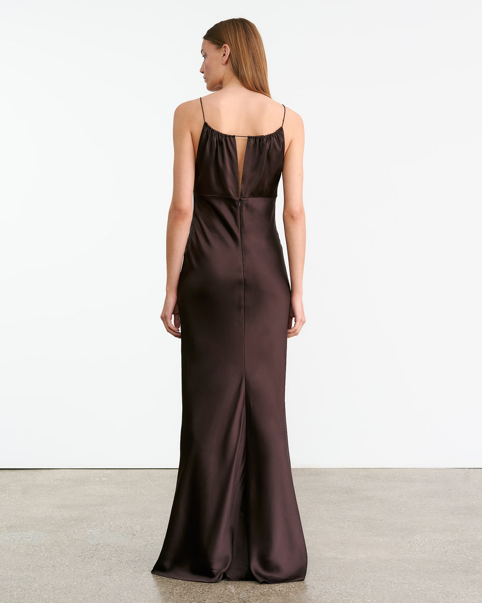ARDELLE GOWN IN CHOCOLATE BROWN