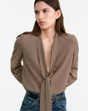 IRINA SILK BLOUSE IN CHOCOLATE STRIPES