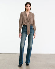 IRINA SILK BLOUSE IN CHOCOLATE STRIPES