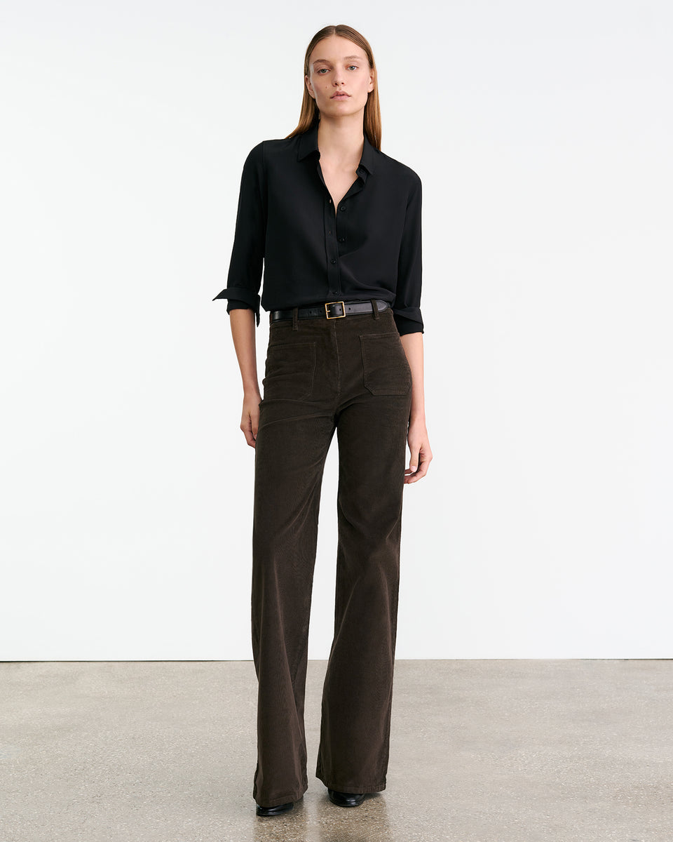 FLORENCE CORDUROY PANT IN CHOCOLATE BROWN