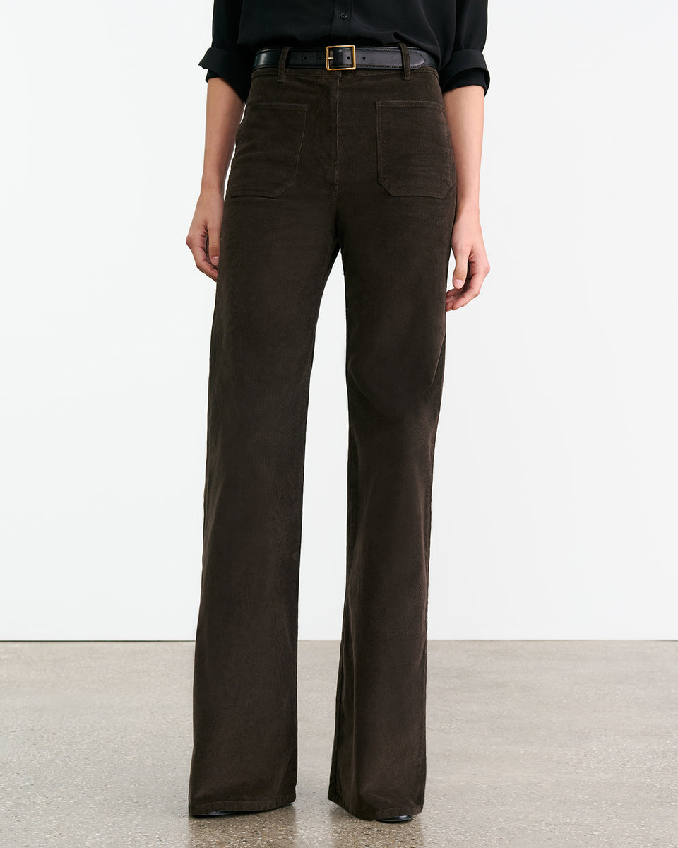 FLORENCE CORDUROY PANT IN CHOCOLATE BROWN