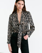JANESE SILK BLOUSE IN LARGE BLACK CHEETAH PRINT