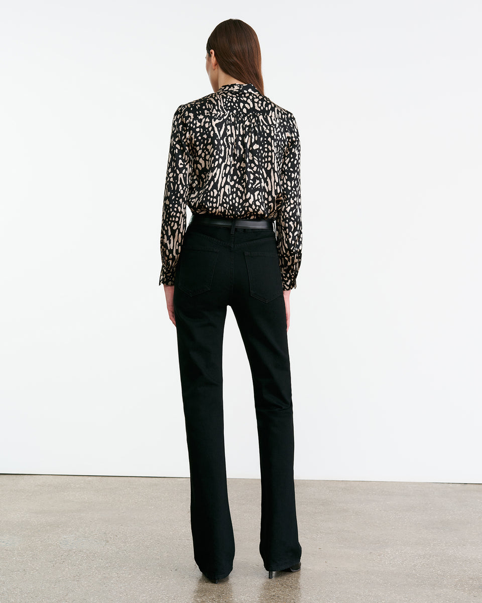 JANESE SILK BLOUSE IN LARGE BLACK CHEETAH PRINT