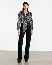 JANESE SILK BLOUSE IN LARGE BLACK CHEETAH PRINT