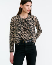 KEELAH CASHMERE CARDIGAN IN TAUPE/BLACK CHEETAH