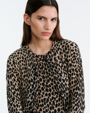 KEELAH CASHMERE CARDIGAN IN TAUPE/BLACK CHEETAH