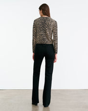 KEELAH CASHMERE CARDIGAN IN TAUPE/BLACK CHEETAH