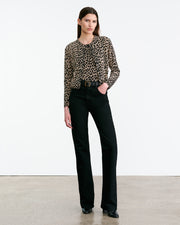 KEELAH CASHMERE CARDIGAN IN TAUPE/BLACK CHEETAH