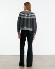 ALENA SWEATER IN DARK GREY MELANGE FAIR ISLE