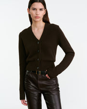 CHARMAINE CASHMERE CARDIGAN IN ESPRESSO