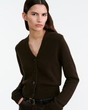 CHARMAINE CASHMERE CARDIGAN IN ESPRESSO