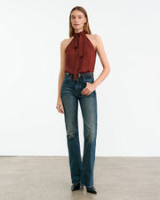 ALLA HALTERNECK TOP IN BURGUNDY