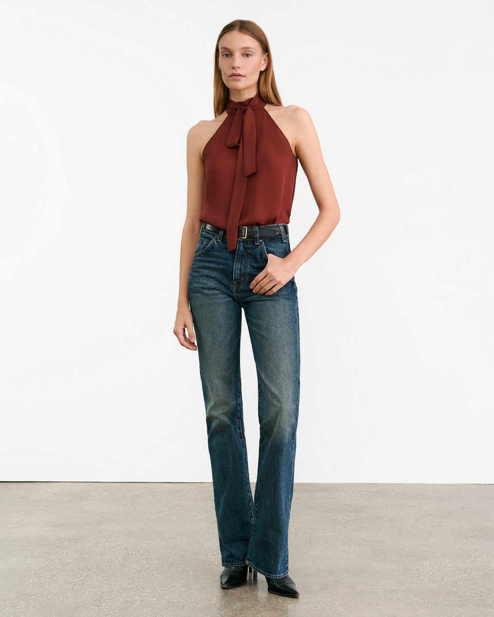 ALLA HALTERNECK TOP IN BURGUNDY