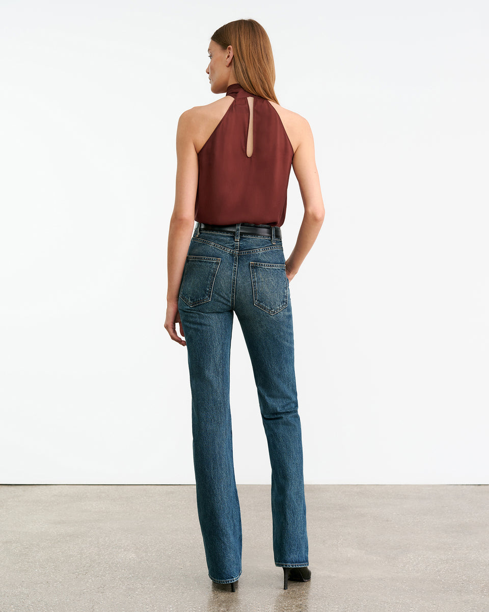 ALLA HALTERNECK TOP IN BURGUNDY