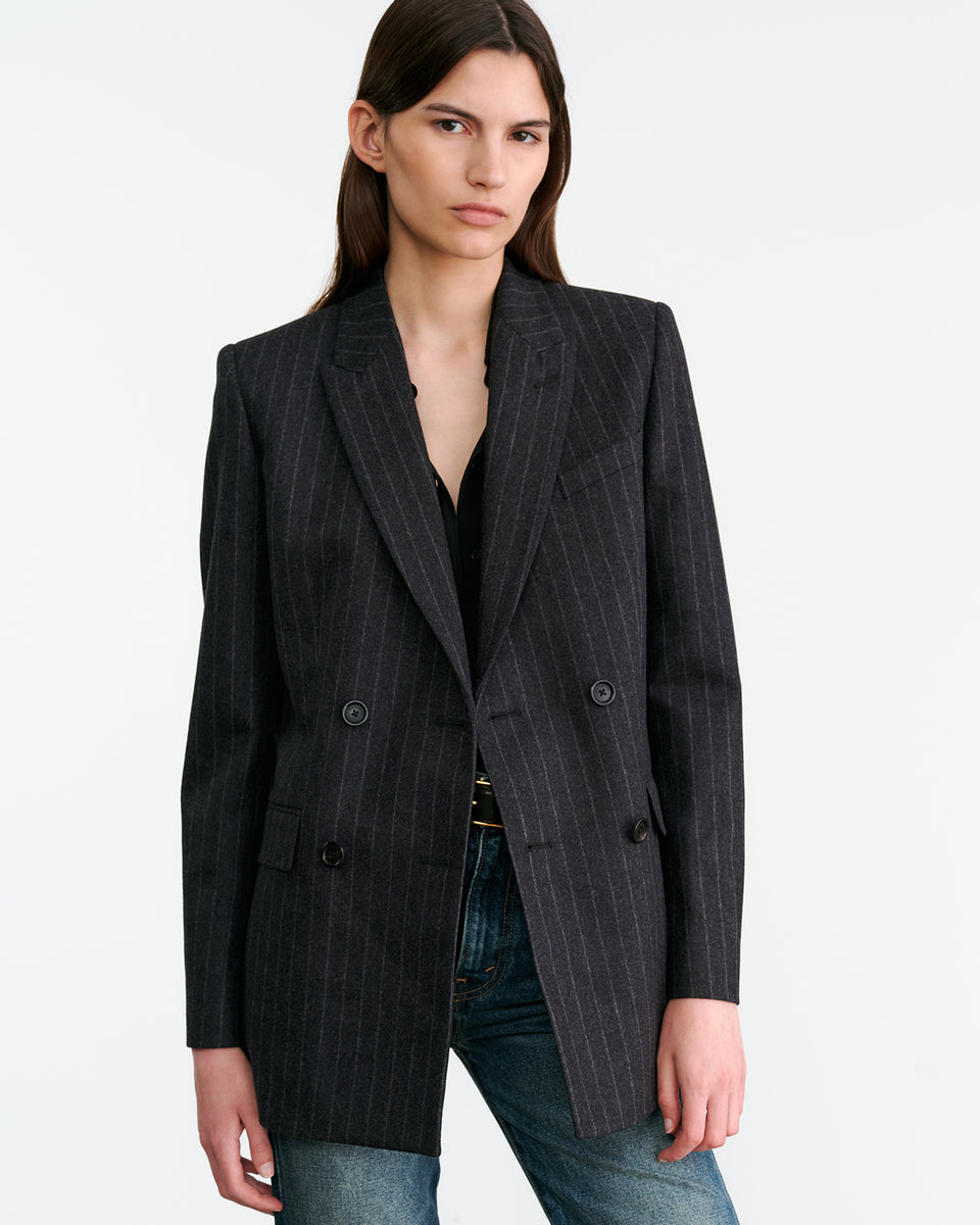 DAVIS BLAZER IN CHARCOAL PINSTRIPE