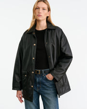CORDEL LEATHER COAT IN BLACK