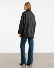 CORDEL LEATHER COAT IN BLACK