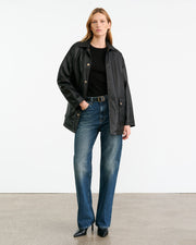 CORDEL LEATHER COAT IN BLACK